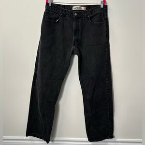 LEVI'S 505 men's black regular fit straight leg jeans, 38x32.